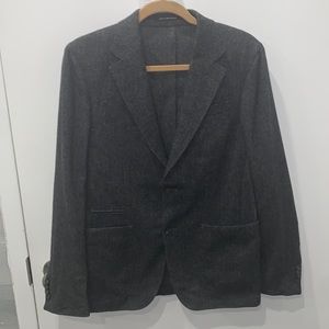 Z ZEGNA Mens Grey Herringbone Blazer. Size 48. Moscava. Wool/Cupro